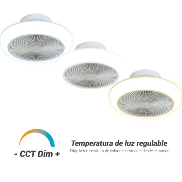 Ventilateur de plafond LED Enkel 44W flux concentré DC température lumineuse