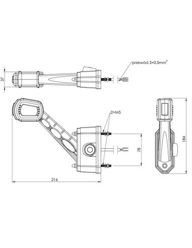 Dimensiones Galibo LED Largo con Sensor de Proximidad 12V 24V 3 Funciones LDCC2713 LDCC2714 | LeonLeds