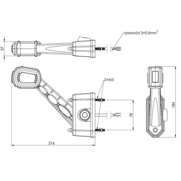 Dimensiones Galibo LED Largo con Sensor de Proximidad 12V 24V 3 Funciones LDCC2713 LDCC2714 | LeonLeds