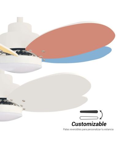 Ventilador de Techo multicolor Rainbow S, LED 18W motor DC  aspas multicolor