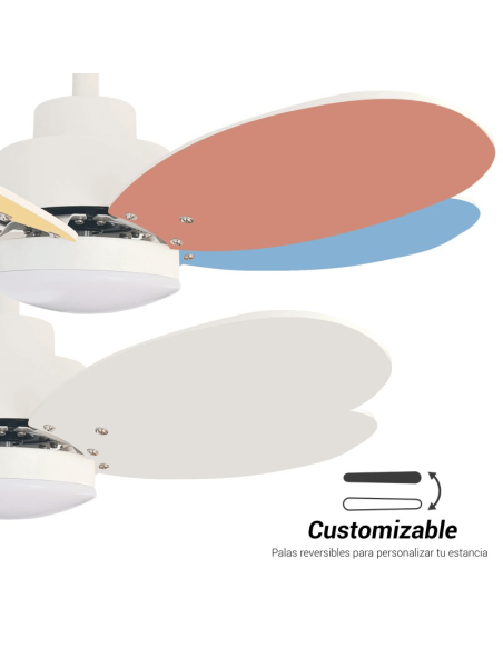 Ventilador de teto Rainbow S multicolorido, LED 18W DC motor lâminas multicoloridas