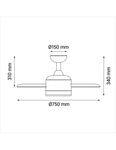 Ventilador de teto Rainbow S multicolorido, LED 18W DC medidas do motor