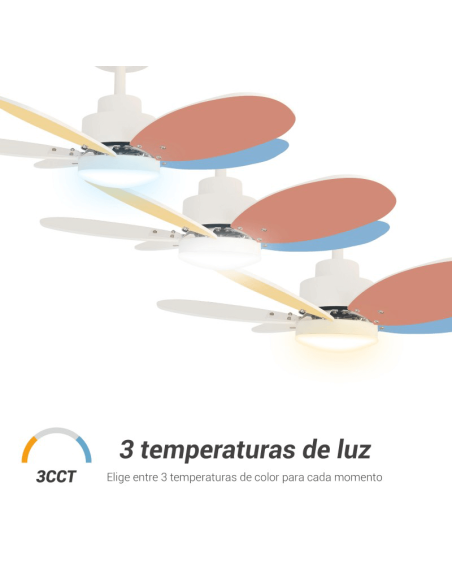 Ventilador de teto Rainbow S multicolor, LED 18W DC temperatura da luz do motor