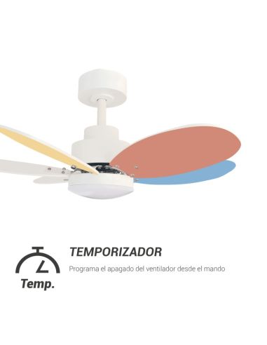 Ventilateur de plafond multicolore Rainbow S, minuterie de moteur à courant continu LED 18W