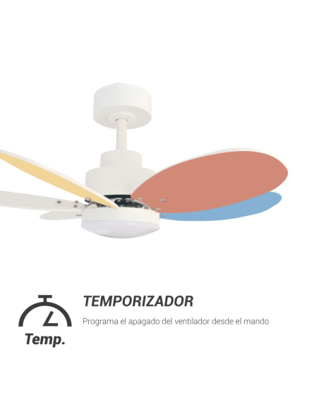Ventilateur de plafond multicolore Rainbow S, minuterie de moteur à courant continu LED 18W