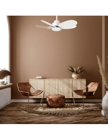 Ventilador de teto multicolorido Rainbow S, motor CC ambiente LED 18W