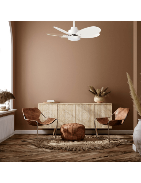 Ventilador de teto multicolorido Rainbow S, motor CC ambiente LED 18W