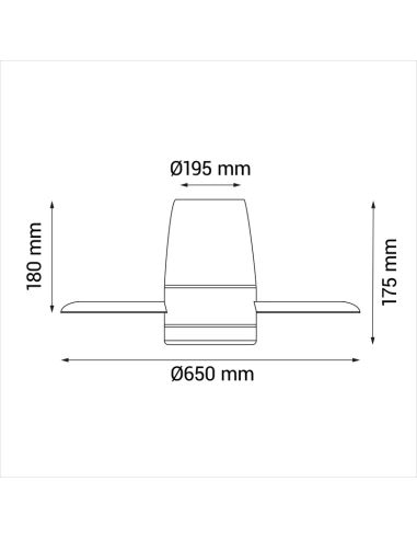 Ventilador de Techo pequeño con LED Monty DC medidas
