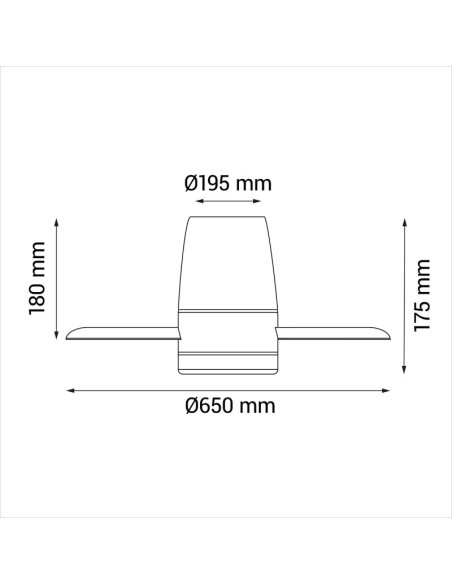 Ventilador de Techo pequeño con LED Monty DC medidas