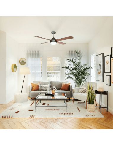 Ventilateur de plafond LED Baloo marron DC E27 environnement