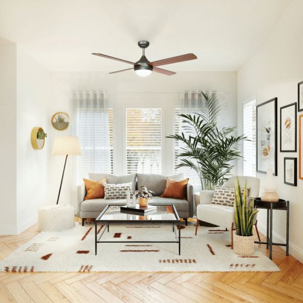 Ventilateur de plafond LED Baloo marron DC E27 environnement