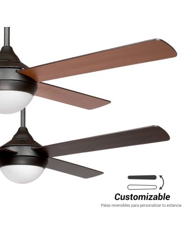 Ventilateur de plafond LED Baloo Marron DC E27 pales réversibles