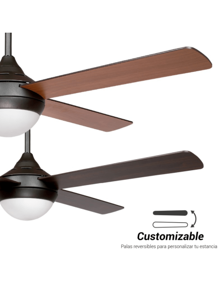 Ventilador de teto LED marrom Baloo DC E27 pás reversíveis