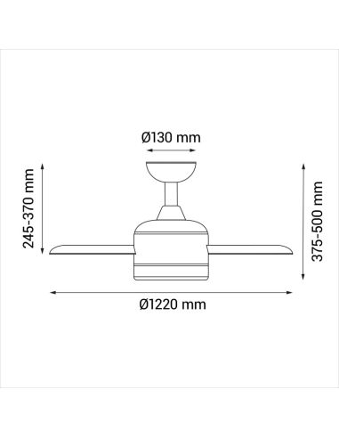 Ventilador de Techo LED Baloo marrón DC E27 medidas