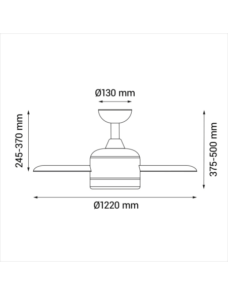 Ventilador de Techo LED Baloo marrón DC E27 medidas