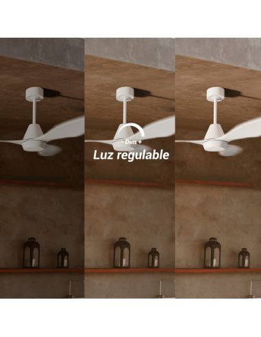 Ventilateur de plafond LED blanc intérieur et extérieur Lara DC lumière réglable