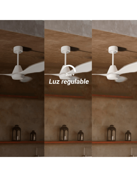 Ventilador de Techo LED interior y exterior blanco Lara DC luz regulable