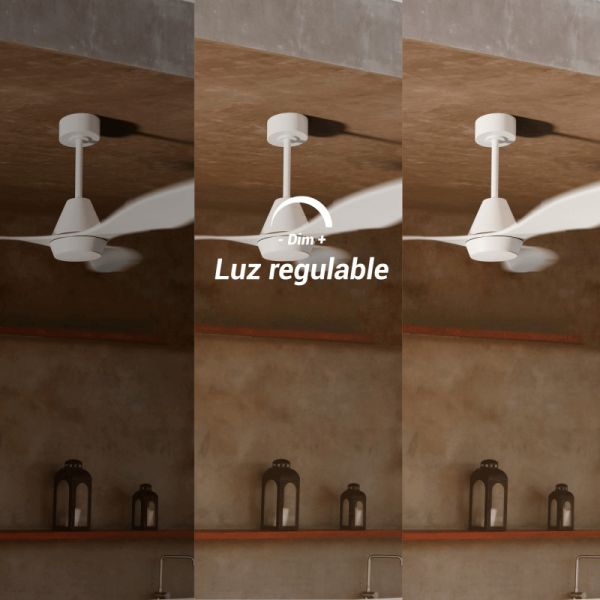 Ventilador de teto LED branco interno e externo Lara DC luz ajustável