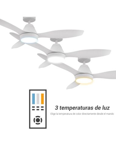 Ventilador de Techo LED interior y exterior blanco Lara DC temperatura de luz