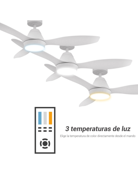 Ventilador de teto LED branco interno e externo Lara DC temperatura da luz