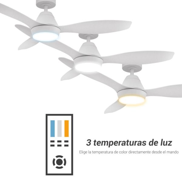 Ventilador de teto LED branco interno e externo Lara DC temperatura da luz