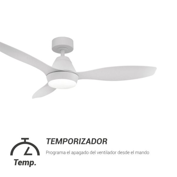 Ventilateur de plafond LED blanc intérieur et extérieur Lara DC timer