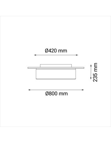 Plafón LED Ventilador Fono rojo con reducción de ruido medidas