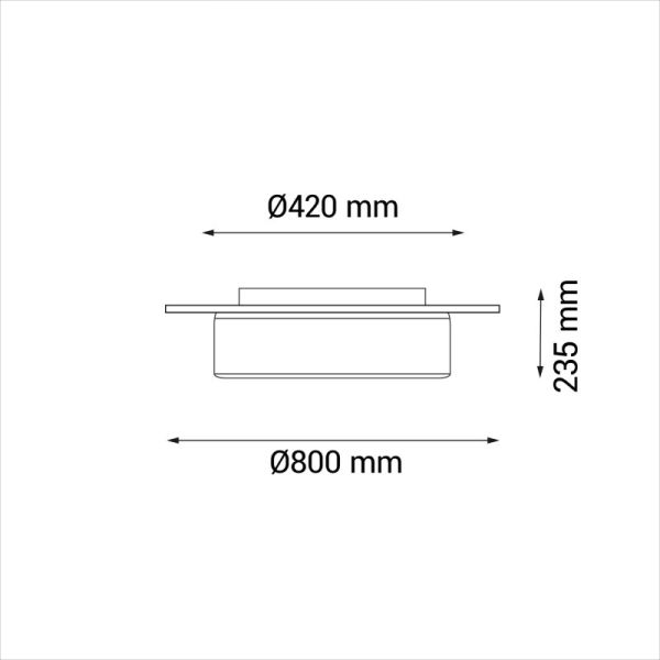 Plafón LED Ventilador Fono rojo con reducción de ruido medidas
