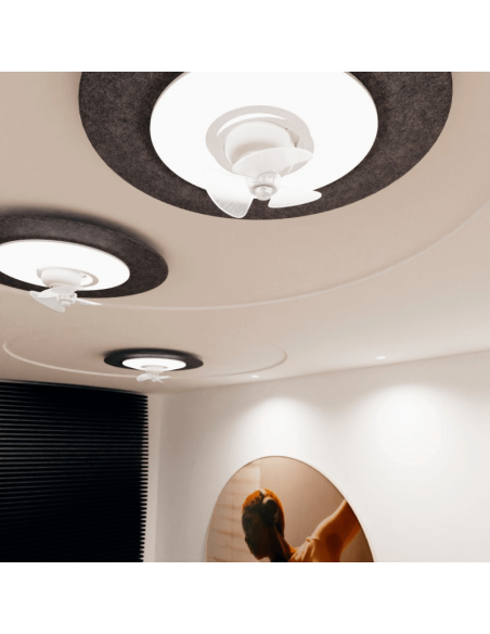 Plafonnier LED bleu Fono Fan avec réduction du bruit ambiant