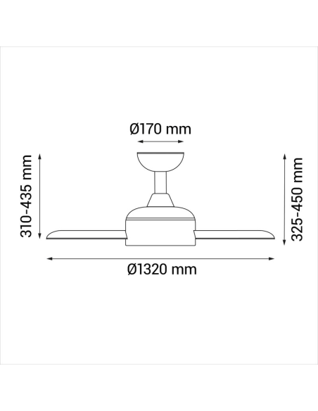 Ventilateur de plafond extérieur à LED avec lumière dimmable Dana DC mesures