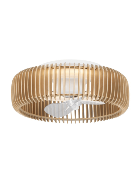 Ventilador de teto LED com abajur de madeira Daya DC