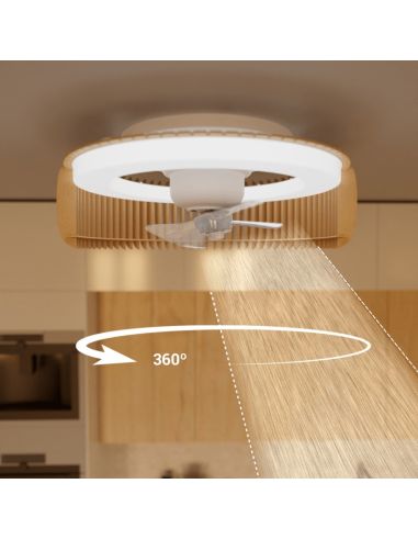 Ventilador de Techo LED con pantalla de madera Daya DC giro 360º