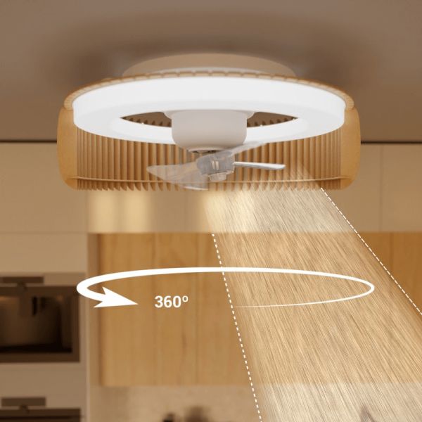 Ventilador de Techo LED con pantalla de madera Daya DC giro 360º