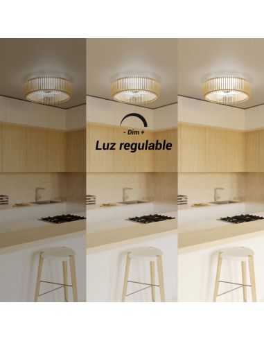 Ventilador de Techo LED con pantalla de madera Daya DC luz regulable