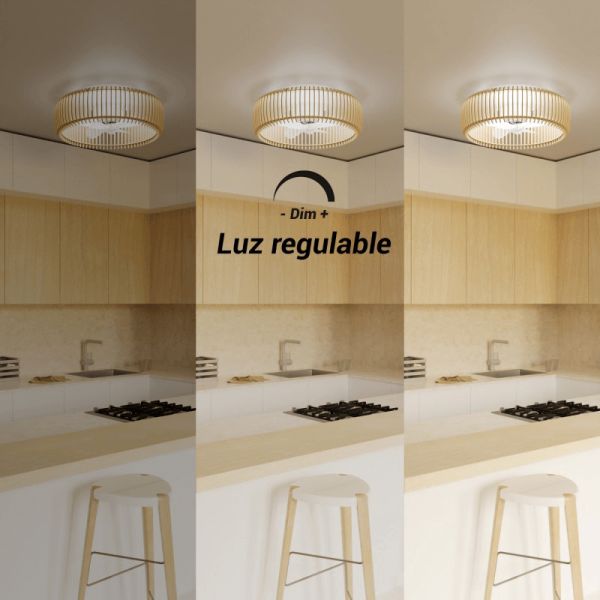 Ventilador de Techo LED con pantalla de madera Daya DC luz regulable