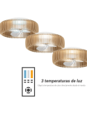 Ventilateur de plafond LED avec écran en bois Daya DC lumière température