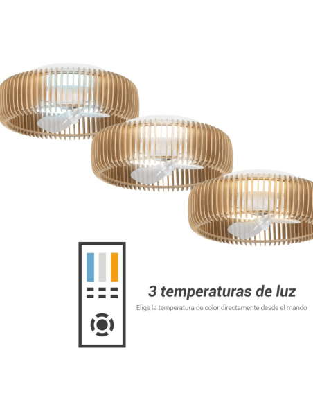 Ventilador de teto LED com tela de madeira Daya DC temperatura de luz