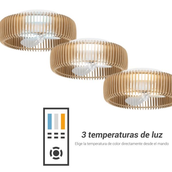 Ventilador de Techo LED con pantalla de madera Daya DC temperatura de luz