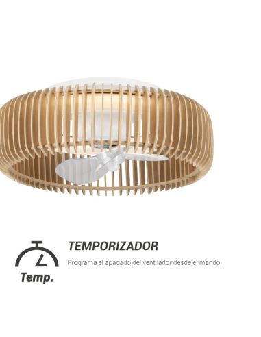 Ventilador de teto LED com tela de madeira Daya DC timer