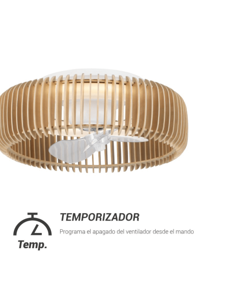 Ventilador de teto LED com tela de madeira Daya DC timer