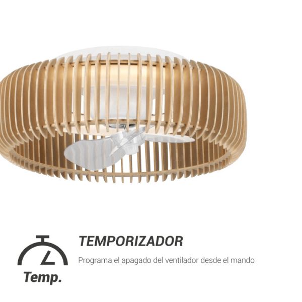 Ventilateur de plafond LED avec écran en bois Daya DC timer