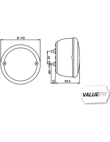Dimensiones Piloto Trasero LED redondo con Intermitente Posición y Freno Hella Value Fit 2SD 357 026-201 ADR/GGVS | LeonLeds