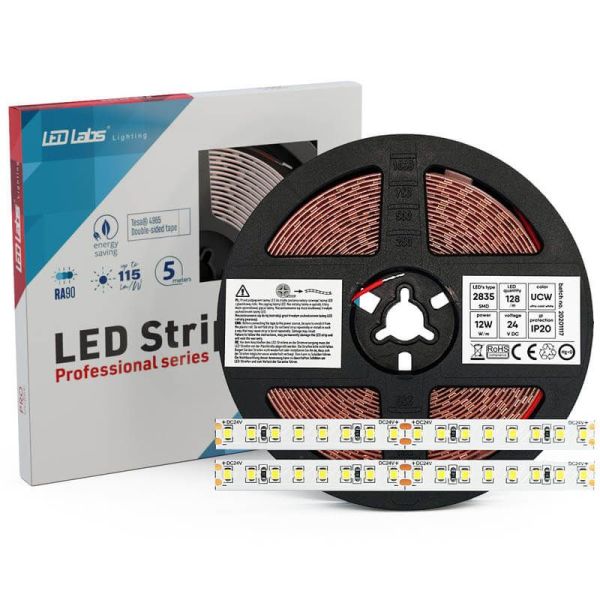 Tira LED 2835 12W/m 24V IP20 5Metros 115Lm/w Pro Line 5 Años de Garantía LedLabs | LeonLeds