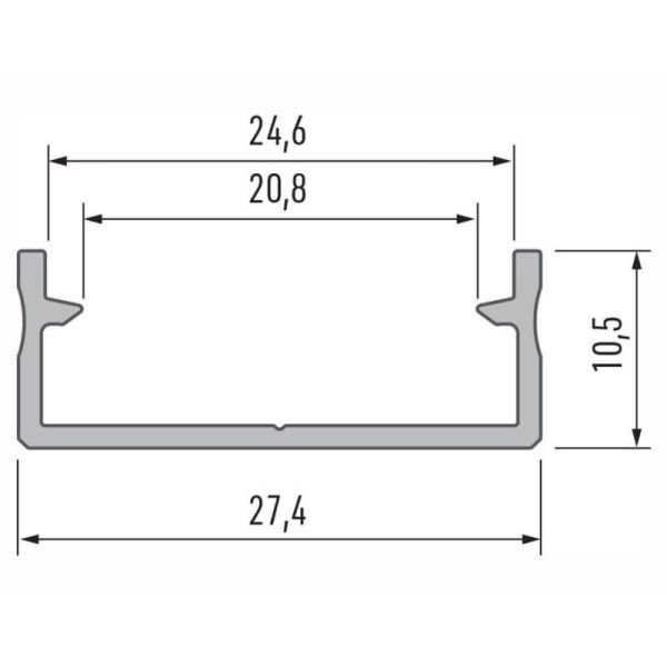 Dimensiones Perfil de Aluminio de Superficie para doble Tira LED ´Dual` 2,02 Metros Lumines | LeonLeds