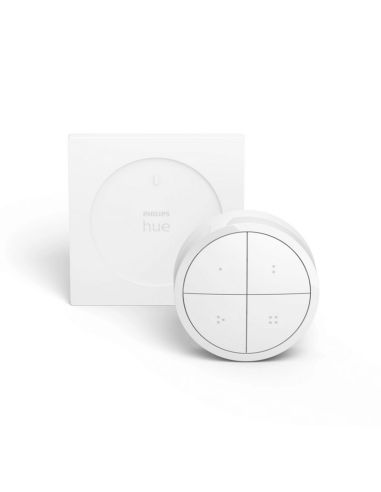 Soporte pared inalámbrico Philips Hue tap switch 4 botones y 1 selector color blanco fuera del soporte
