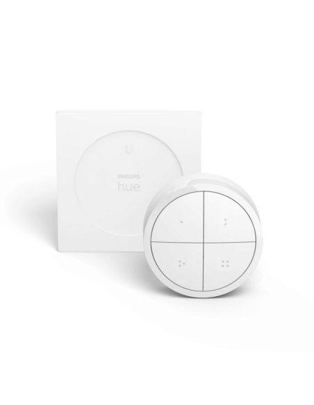 Soporte pared inalámbrico Philips Hue tap switch 4 botones y 1 selector color blanco fuera del soporte