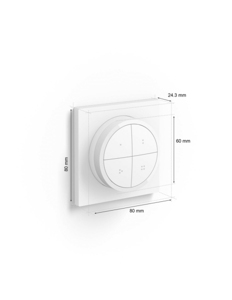 Soporte pared inalámbrico Philips Hue tap switch 4 botones y 1 selector color blanco medidas