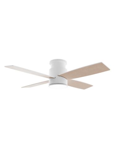Ventilateur de plafond LED Taro blanc et bois DC