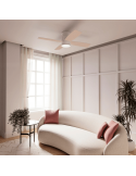 Ventilateur de plafond LED Taro blanc et bois environnement DC