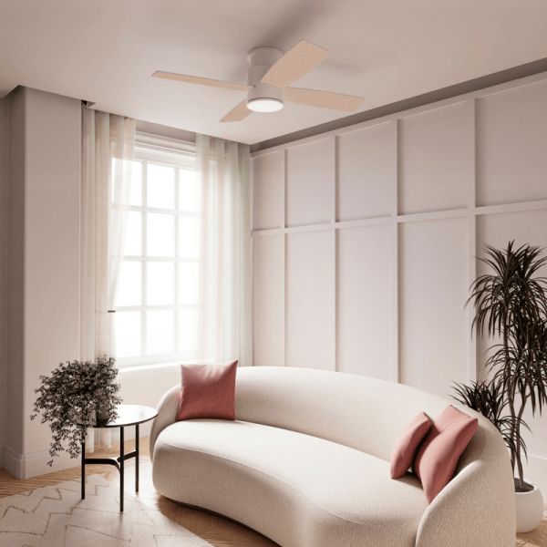 Ventilador de teto LED Taro branco e madeira DC ambiente